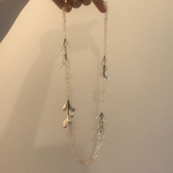 JCrew white and crystal necklace 15” long - Picture 2 of 4